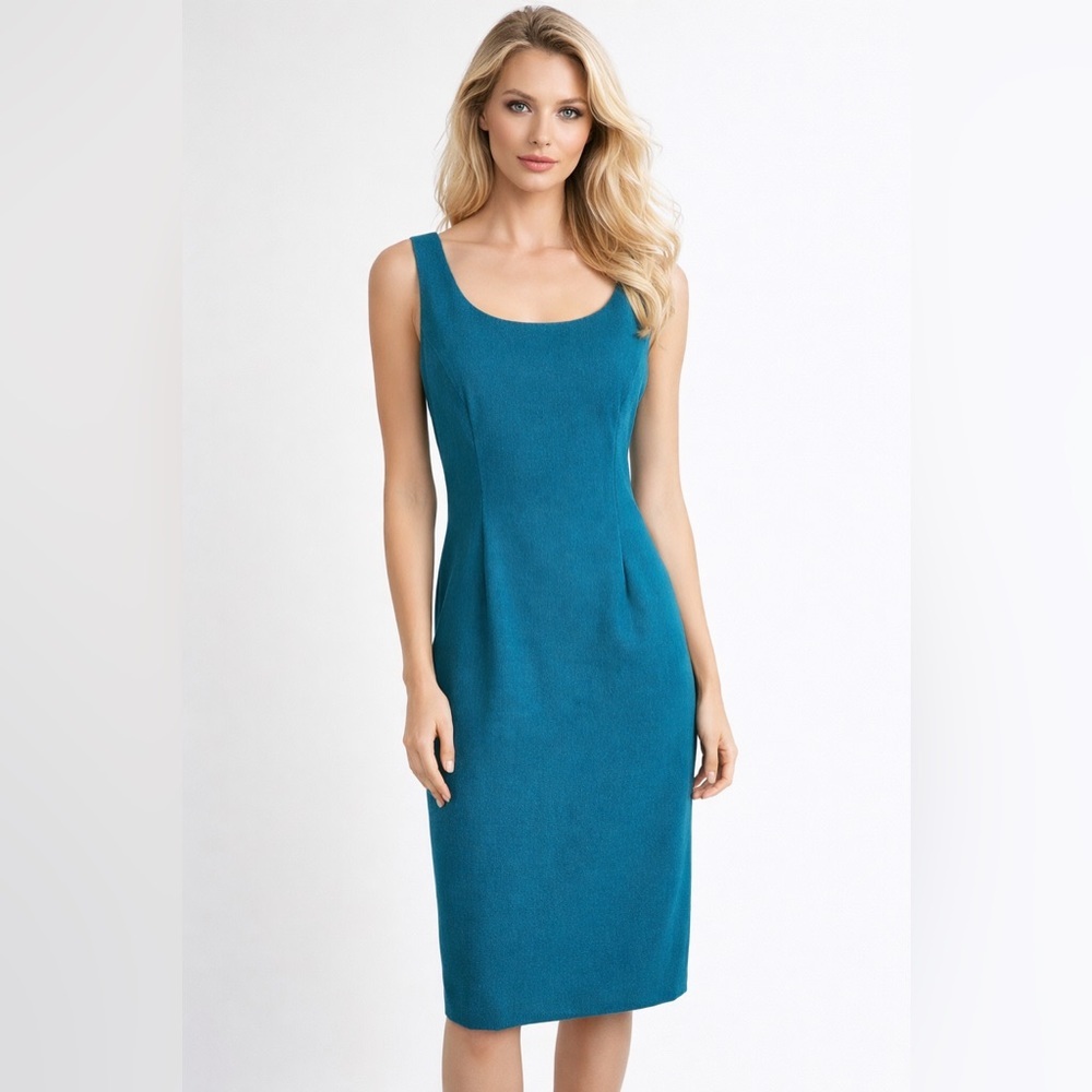 🔥🔥Vintage K Studio Dress Size 12 Green Polyester Sleeveless Womens